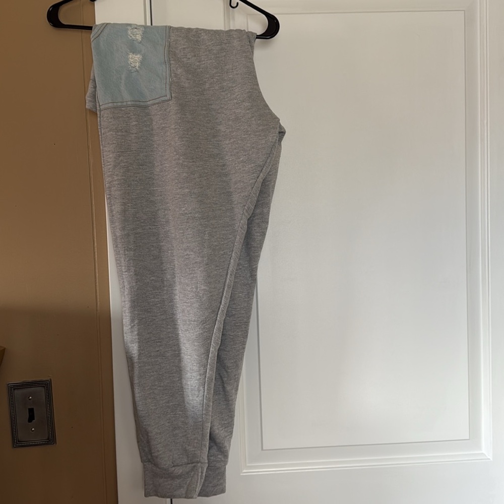 Love Love Love Women’s Joggers with Distressed Denim Pockets